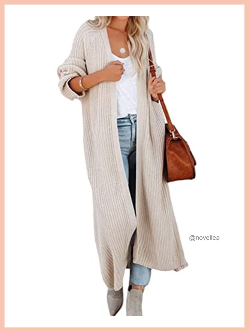 Chunky Knit Long Cardigan Oversized Sweater Duster Cable Knit Open Front Maxi